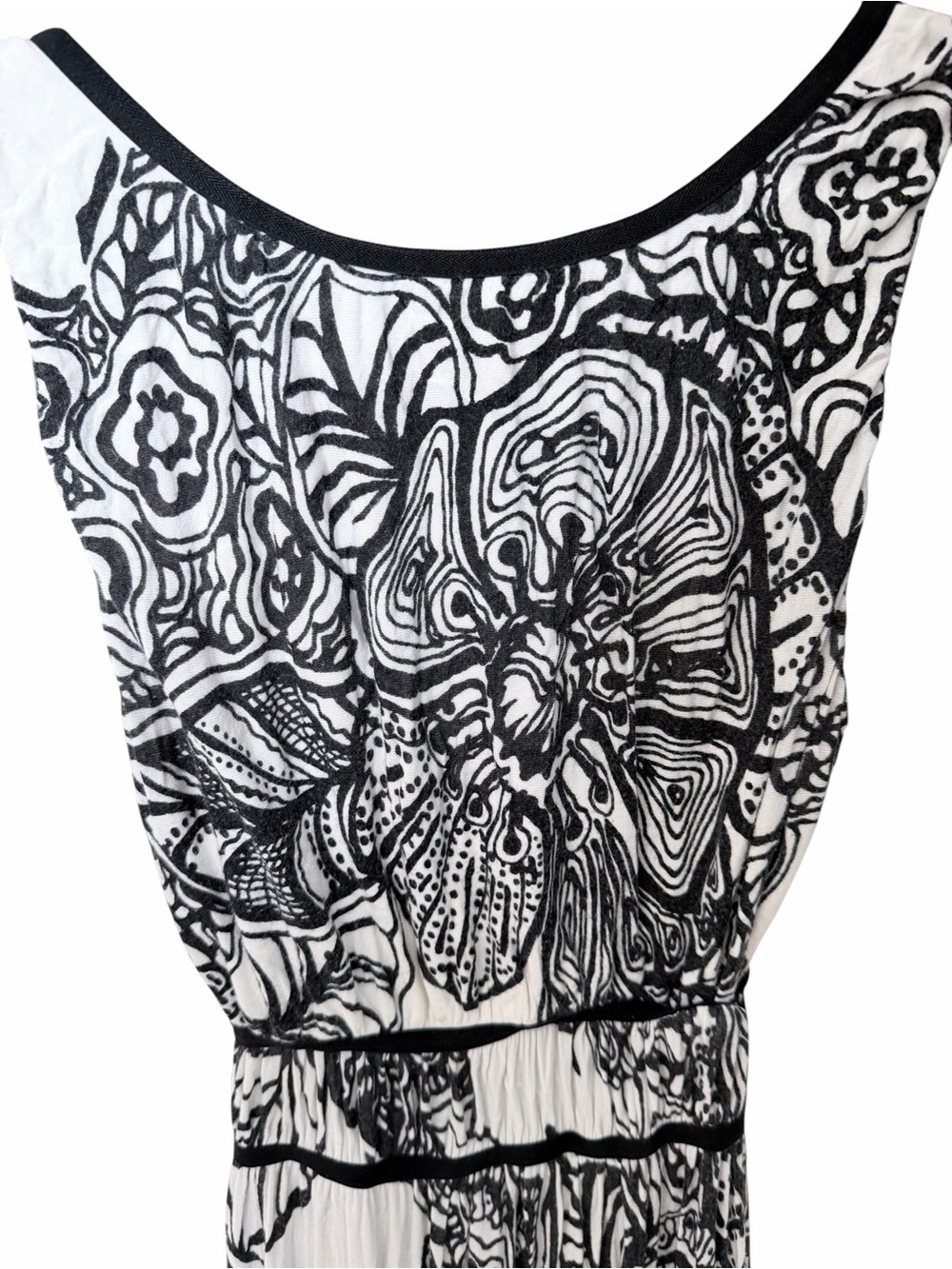 Soma Cool Days Black & White Abstract Floral Maxi Lounge Dress Small - Picture 5 of 6